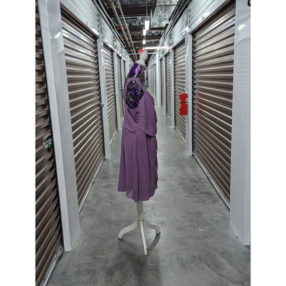 David's Bridal Size 20 Purple Hydrangea Chiffon Formal Dress - Picture 4 of 6